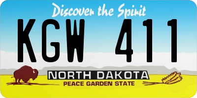 ND license plate KGW411
