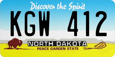 ND license plate KGW412