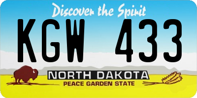 ND license plate KGW433