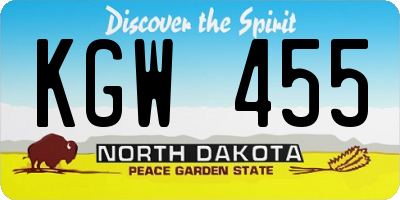 ND license plate KGW455