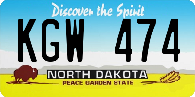 ND license plate KGW474