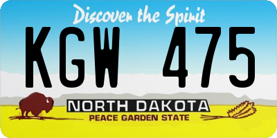 ND license plate KGW475