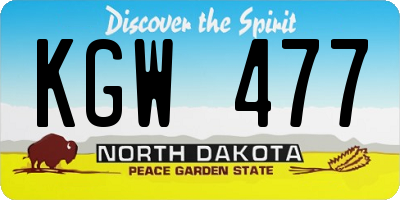 ND license plate KGW477