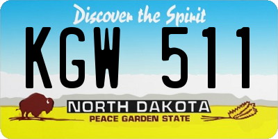 ND license plate KGW511