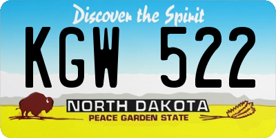 ND license plate KGW522