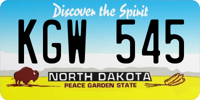 ND license plate KGW545