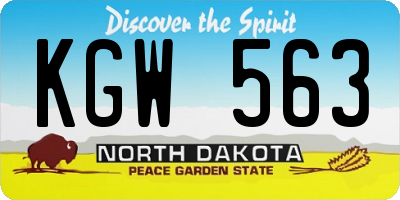 ND license plate KGW563