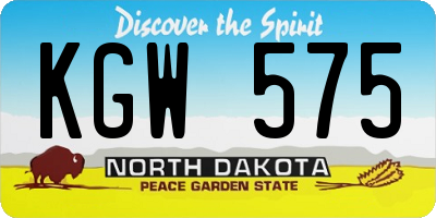 ND license plate KGW575
