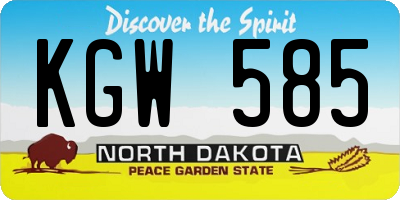 ND license plate KGW585