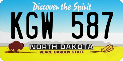 ND license plate KGW587