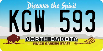 ND license plate KGW593
