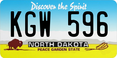 ND license plate KGW596