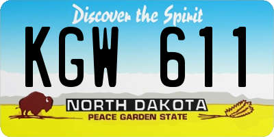 ND license plate KGW611