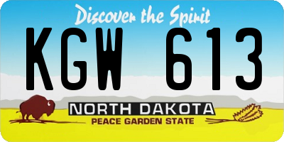 ND license plate KGW613