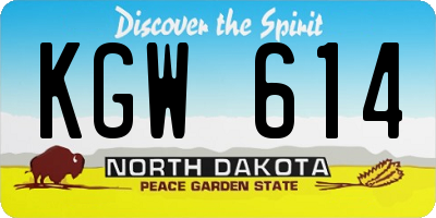 ND license plate KGW614