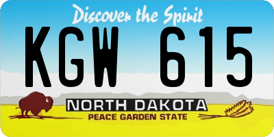 ND license plate KGW615