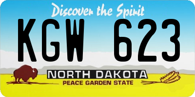 ND license plate KGW623