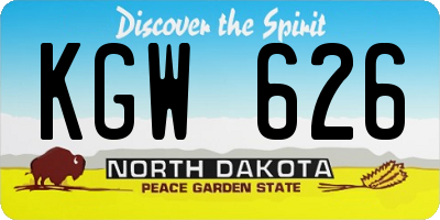 ND license plate KGW626