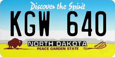 ND license plate KGW640