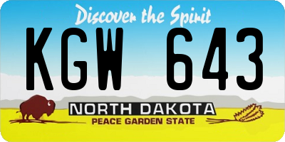 ND license plate KGW643