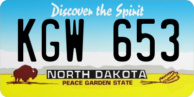 ND license plate KGW653