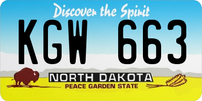 ND license plate KGW663