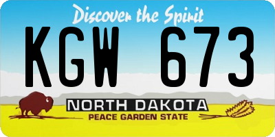 ND license plate KGW673