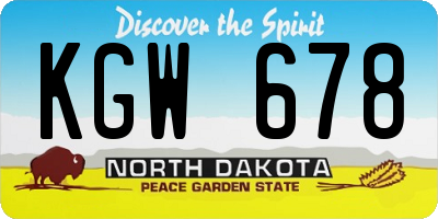 ND license plate KGW678