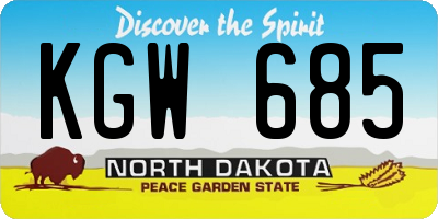 ND license plate KGW685