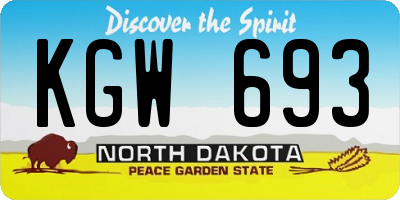 ND license plate KGW693