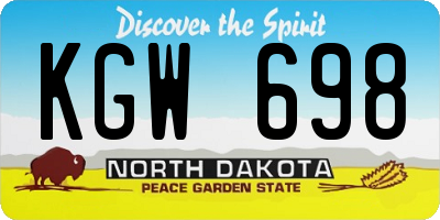 ND license plate KGW698