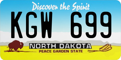 ND license plate KGW699