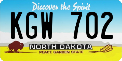 ND license plate KGW702