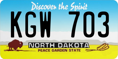 ND license plate KGW703