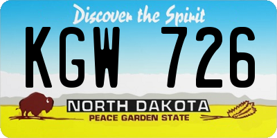 ND license plate KGW726