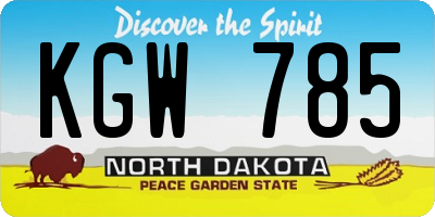 ND license plate KGW785