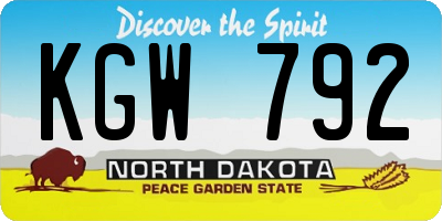 ND license plate KGW792