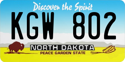 ND license plate KGW802