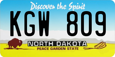 ND license plate KGW809