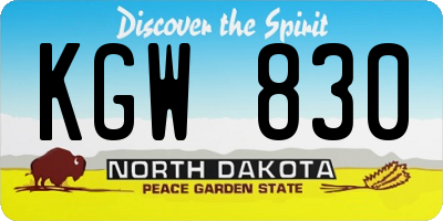 ND license plate KGW830