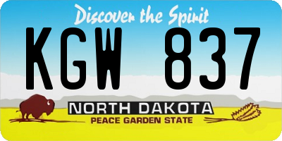 ND license plate KGW837