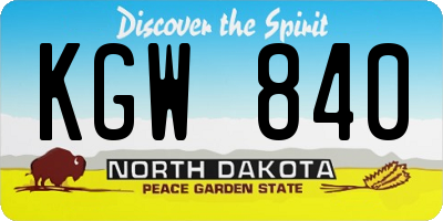 ND license plate KGW840