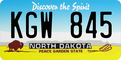 ND license plate KGW845