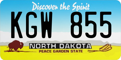ND license plate KGW855