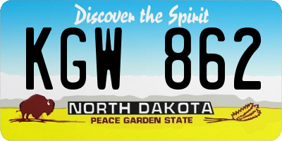 ND license plate KGW862