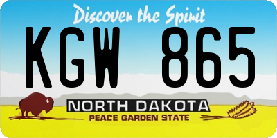 ND license plate KGW865