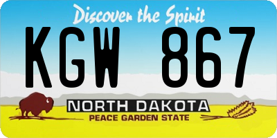 ND license plate KGW867