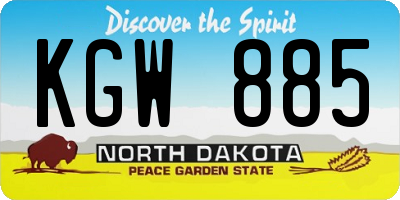 ND license plate KGW885
