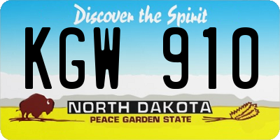 ND license plate KGW910