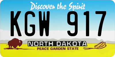 ND license plate KGW917